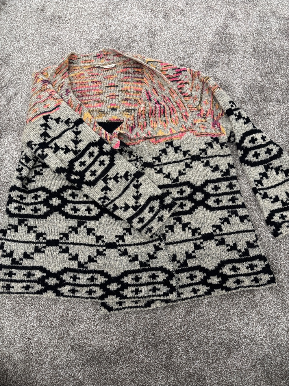 Soft Surroundings Cozy Shawl-Collar Patterned Womens Sweater